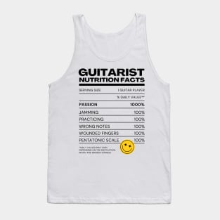 Guitarist User Nutrition Facts - White Version - Musician Guitar Player Merchandises Tank Top